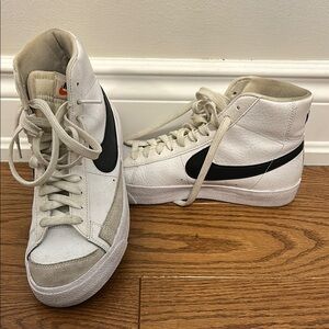 Nike White and Black High-Top Sneakers